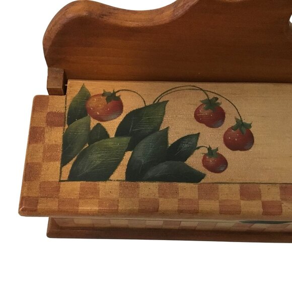 Hand Painted Strawberry Small Keepsake Box Lift Top Solid Wood VTG Country Decor - Picture 2 of 8